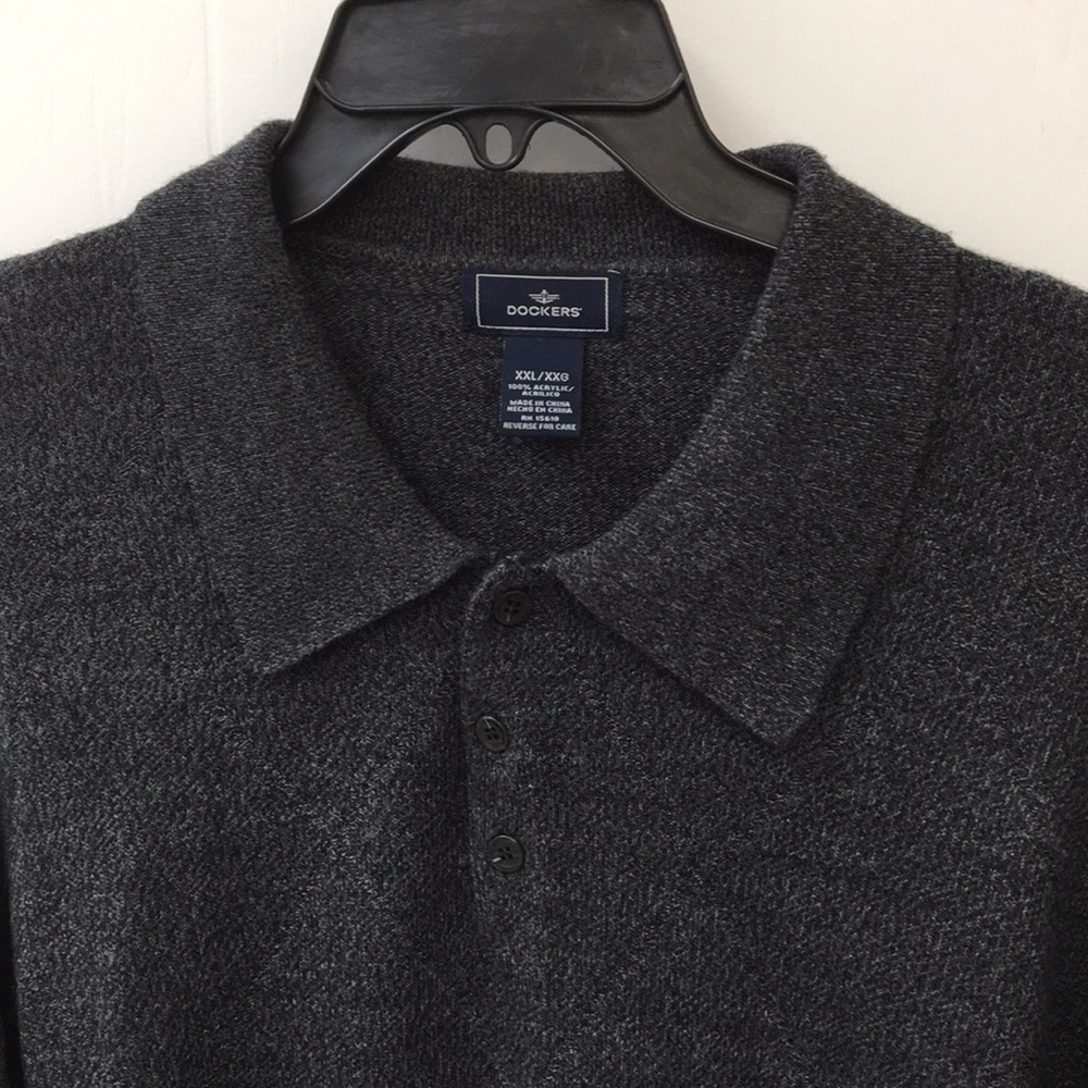 Dockers Pull Over Collard 3-Button Diamond Pattern Sweater Shirt Size XXL - Picture 2 of 8